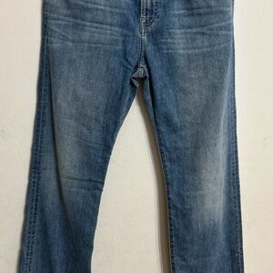 7 For All Mankind Womens Flare 8 Inch Denim Blue Straight Jeans 31 Inside